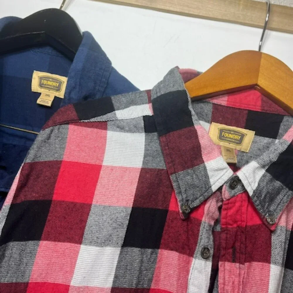 The‎ Foundry Flannel Long Sleeve Collared Button Front Shirt Bundle Sz 3XL